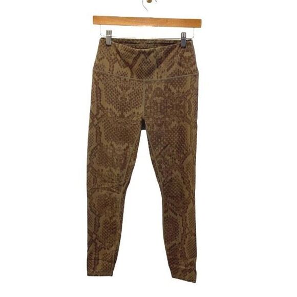 Varley Women’s Snakeskin Print Pull-On Mid-Rise Cropped Leggings Brown Size Smal - Picture 2 of 11